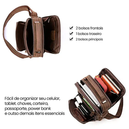 Mochila em Couro Genuíno em Vaca - Joyir Premium
